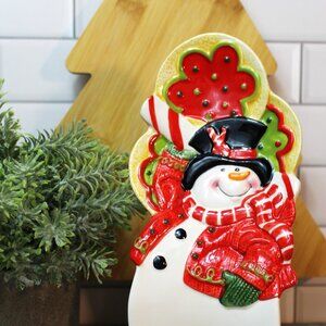 2009 Fitz and Floyd Sugar Coated Collection Christmas Snowman Spoon Rest
